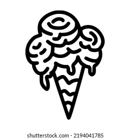 large portion of ice cream cone lineart vector illustration icon design template with doodle hand drawn style