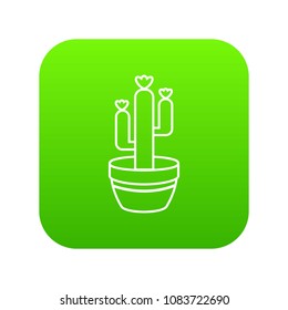 Large pot cactus icon green vector isolated on white background