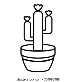 Large pot cactus icon. Outline illustration of large pot cactus vector icon for web
