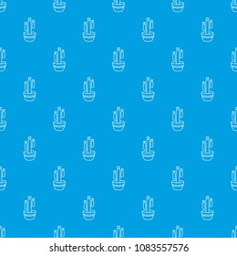 Large pot cactus pattern vector seamless blue repeat for any use