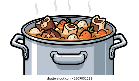 A large pot filled with stew meat