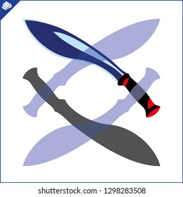 Large, powerful knife with a wide blade. Machete, kukri, cleaver. Dangerous combat edged weapons. Blade Weapons. Swords and daggers, machetes and other cold steel.