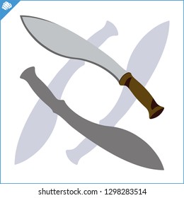 Large, powerful knife with a wide blade. Machete, kukri, cleaver. Dangerous combat edged weapons. Blade Weapons. Swords and daggers, machetes and other cold steel.