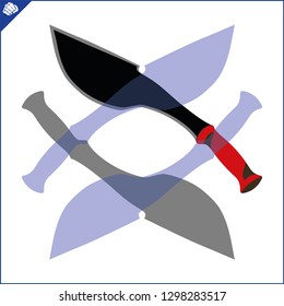 Large, powerful knife with a wide blade. Machete, kukri, cleaver. Dangerous combat edged weapons. Blade Weapons. Swords and daggers, machetes and other cold steel.
