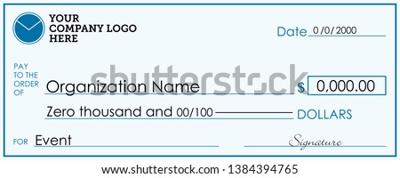 Large Presentation Check Template, Giant Check for Charitable Events, 24 inch  x 60 inch Print Ready Layout, Vector Donation Sign, Corporate Giving to Charity, Foundation Signage, Business Donors