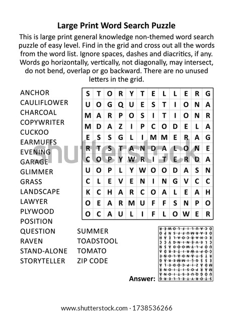 large print general knowledge word search stock vector royalty free 1738536266