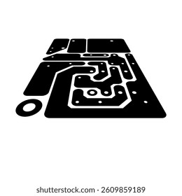 A large printed circuit board in the center. Isolated black symbol