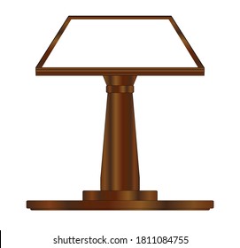 A large pulpit podium with forwards facing table with large copy space