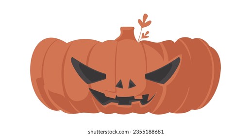A large pumpkin with a frightening expression. This is great for a Halloween party. Cartoon style, Vector Illustration