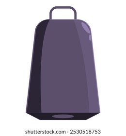 Large purple cowbell standing upright with its handle on top