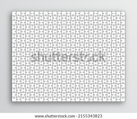 Large puzzle cutting template. Big jigsaw outline grid. Scheme of thinking game. Modern background with 500 shapes. Simple frame tiles with mosaic details. C. Vector illustration.