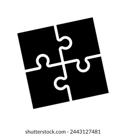 A large puzzle symbol in the center. Isolated black symbol