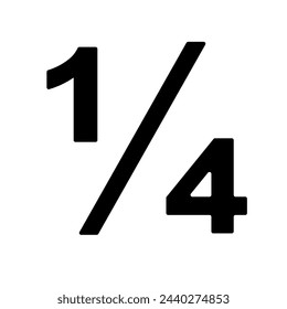 A large quarter fraction symbol in the center. Isolated black symbol