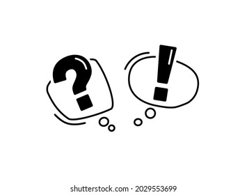 Large Question Mark And Exclamation Mark in round speech bubble. Dialogue Doodle style. Problem and solution icon. vector illustration. svg