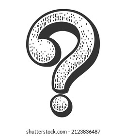 large question mark sketch engraving vector illustration. T-shirt apparel print design. Scratch board imitation. Black and white hand drawn image.