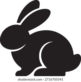 Grande silueta de conejo, simple Ilustración vectorial de animal negro