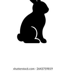 A large rabbit symbol in the center. Isolated black symbol. Vector illustration on white background