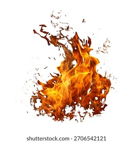 Große realistische Feuerflamme, Vektorgrafik einzeln auf Weiß