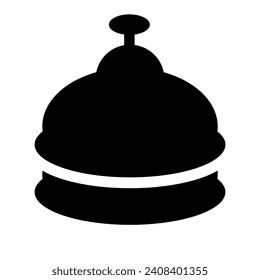 A large reception bell symbol in the center. Isolated black symbol