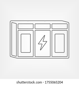 Large rechargeable li-ion battery outline icon. Energy storage for renewable power stations. Grid backup system sign