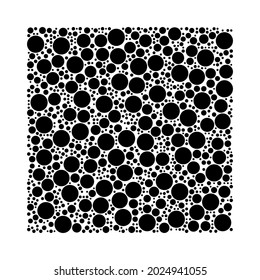 A large rectangle in the center made in pointillism style. The center symbol is filled with black circles of various sizes. Vector illustration on white background