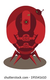 Large red alien robot with 4 arms and spider legs 
