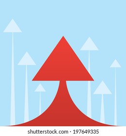 Large red arrow pointing up 