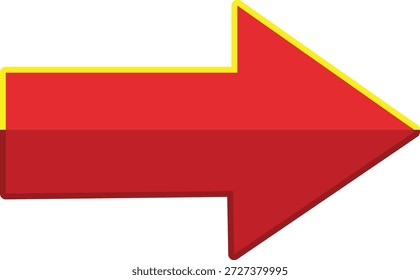 Large red arrow pointing to the right with yellow border on white background
