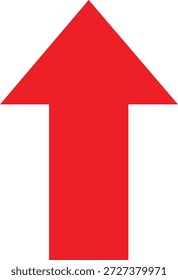 Grande flecha roja que apunta hacia arriba sobre fondo blanco para fines de indicación de dirección