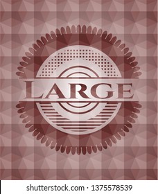 Large red badge with geometric background. Seamless.