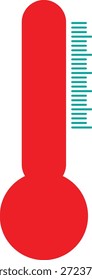 Large red bottle with blue lines on side isolated on white background