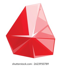 Grande cristal rojo es brillante con luz interior