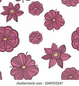 large red flowers on a light background. contrast vector image. minimalistic ornament. stylized abstract flowers. spring theme. summer theme. a girlish pattern. round repeating elements. Flora.