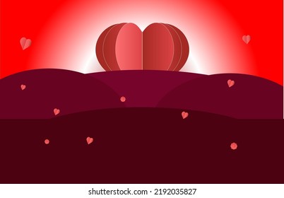 A large red heart symbolizes the rising sun, symbolizing the upcoming festival of love.