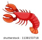 A large red lobster illustration