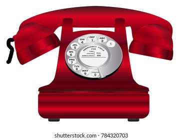 A large red old fashioned typical hot line telephone