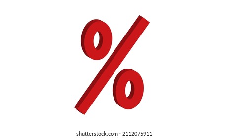 Large red Percentage sign isolated on white background. Finance and Economy concept. Market volatility. Financial planning and markets. 3d effect. Interest rate. Percent Vector illustration. Cash back