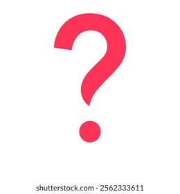 Large Red Question Mark In Flat Vector Illustration Symbolizing Uncertainty, Curiosity, And Exploration, Isolated On White Background.