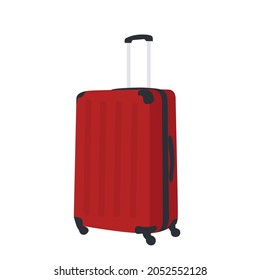 Large red suitcase on wheels. Vector illustration
