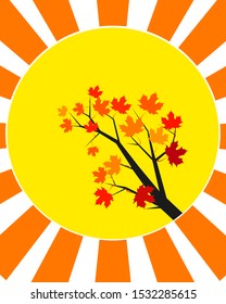 A large red sun with tons of Japanese-style maple in the front.