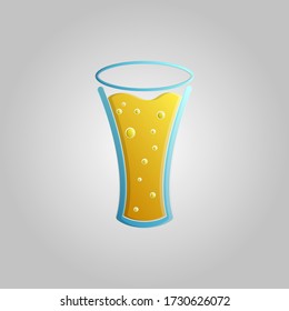 A large refreshing mug with a glass of yellow tasty alcoholic light beer foam on a white background