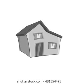 Large residential house with a roof icon in black monochrome style isolated on white background. Building symbol vector illustration
