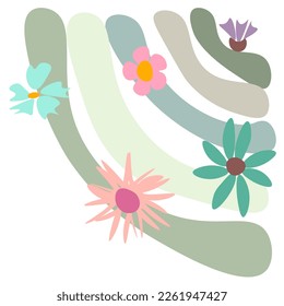 Large  retro flowers Abstract flower Trendy botanical wall arts wild floral  plants leaf style Modern.