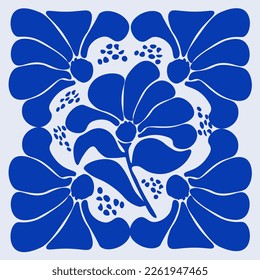 Large  retro flowers Abstract flower Trendy botanical wall arts wild floral  plants leaf style Modern.