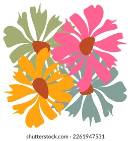 Large  retro flowers Abstract flower Trendy botanical wall arts wild floral  plants leaf style Modern.