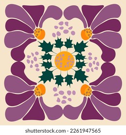 Flores retro grandes Flor abstracta Artes murales botánicas de moda plantas de flores silvestres estilo hoja moderna.