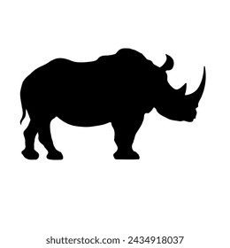 A large rhino symbol in the center. Isolated black symbol