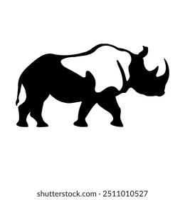 A large rhinoceros symbol in the center. Isolated black symbol