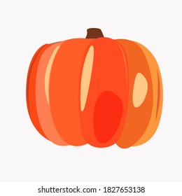 Grosser reifer orangefarbener Kürbis auf weißem Hintergrund.