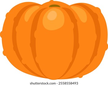 Large, ripe pumpkin with deep ridges and a vibrant orange color, perfect for autumnal decorations, recipes, or halloween festivities, offering a touch of nature s bounty